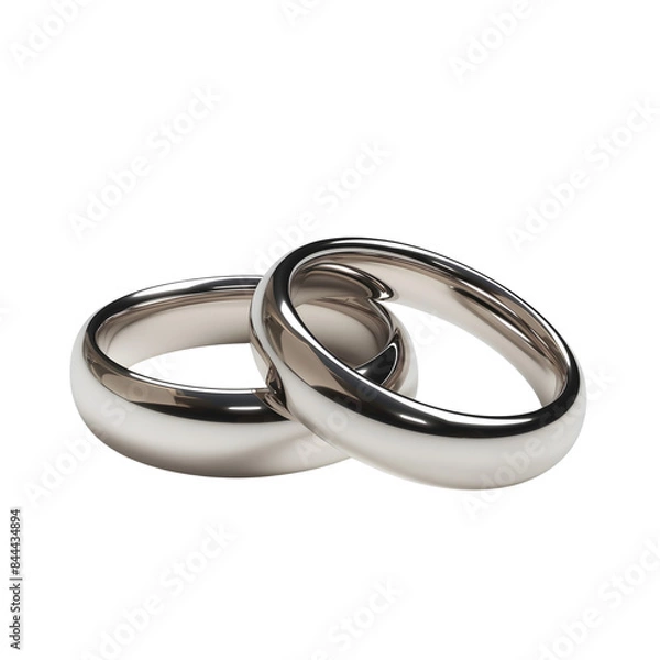 Fototapeta silver wedding rings isolated on transparent background. generative ai