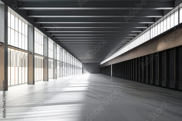 Obraz Industrial empty warehouse space with copyspace for text.