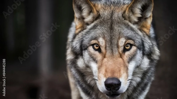 Fototapeta Striking close-up realistic graphic image of a wild wolf's eyes