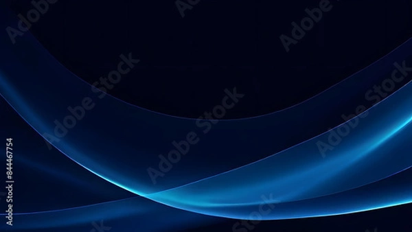 Obraz Abstract blue waves on black background dark