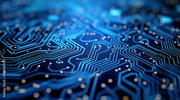 Fototapeta futuristic electronic circuit board with Glowing light background