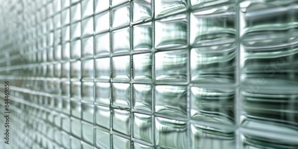 Fototapeta Corrugated square glass texture, Patterned glass texture background. Light reflection displacement texture with fluted color light effect. Reflected, modern home decor interior.