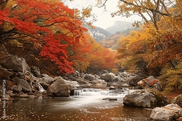 Fototapeta Beautiful autumn scenery in Korea