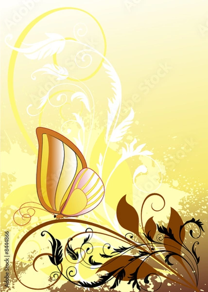 Fototapeta floral background with butterfly