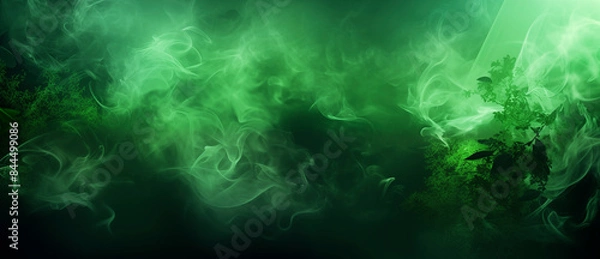 Fototapeta Steam, fog, vapor, smoke in shades of green on an interesting graphic composition.