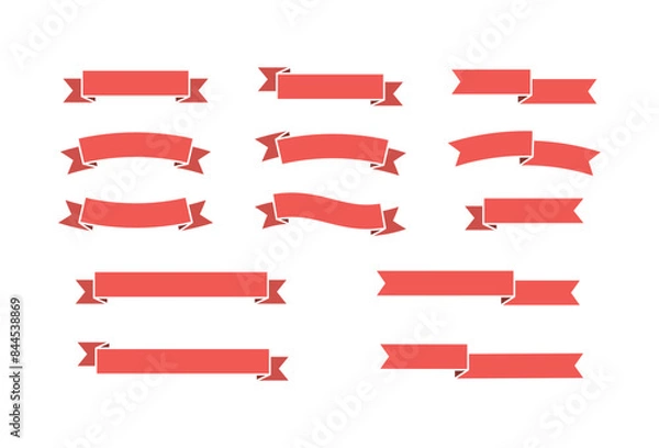 Fototapeta シンプルな赤いリボンのベクターフレームセット