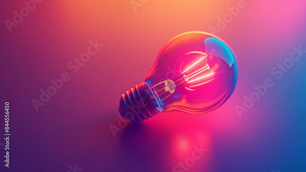 Obraz 3d light bulb on red background