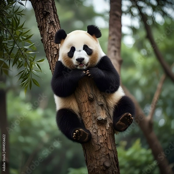 Fototapeta Panda Climbing A Tree Generative Art