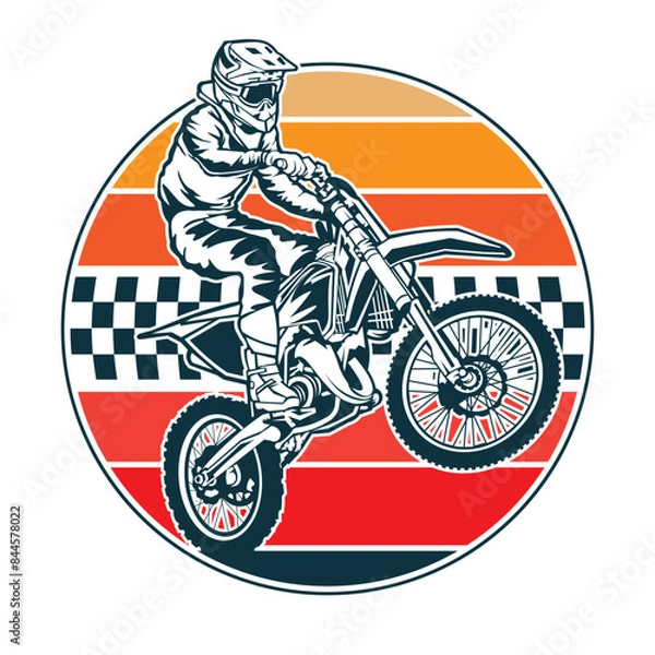 Obraz Motocross Enduro vector illustration, perfect for t shirt design and championship event logo design