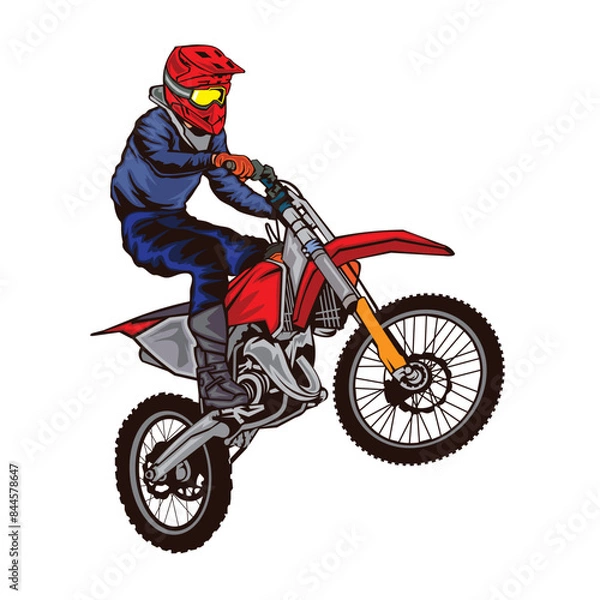 Obraz Motocross Enduro vector illustration, perfect for t shirt design and championship event logo design