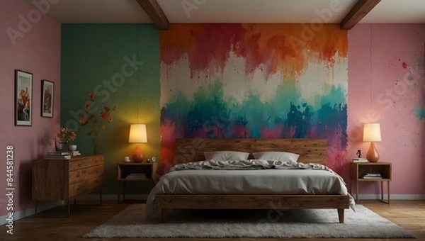 Fototapeta A poem inspired by the memories painted on the walls of a nostalgic, colorful bedroom ai_generated