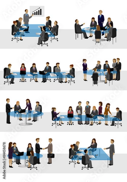 Fototapeta Business People, Different Situation Set - Isolated On White Background - Vector Illustration, Graphic Design Editable For Your Design