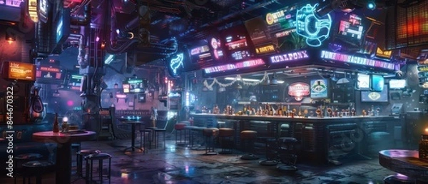 Fototapeta dance floor, augmented reality visuals ignite a dynamic and energetic atmosphere, blending seamlessly with neon lights and futuristic beats for an electrifying experience