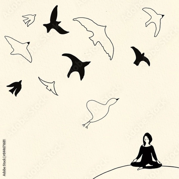 Obraz line drawing meditation