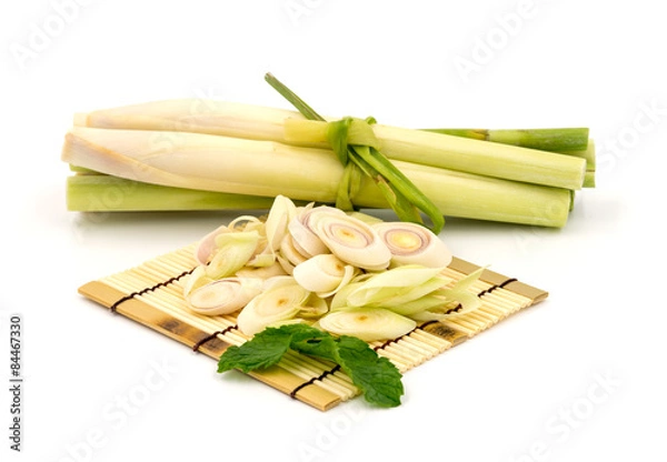 Fototapeta Lemon Grass Slice on white background.