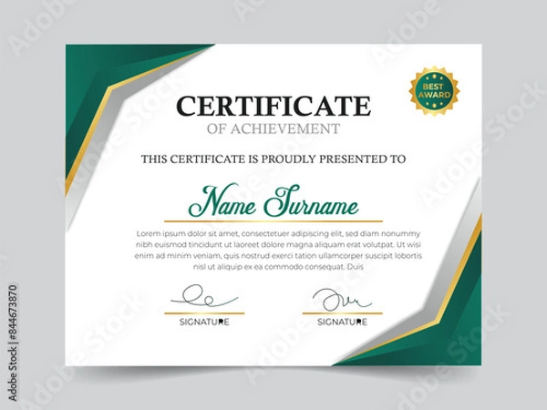 Obraz certificate design template.