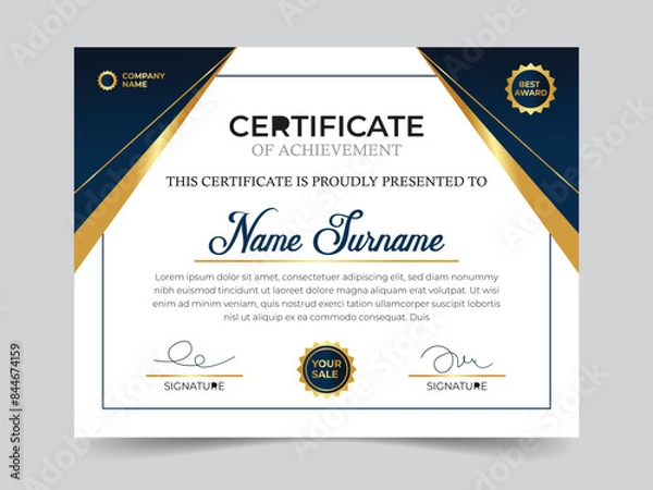 Obraz certificate design template.