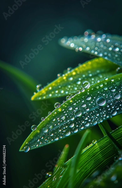 Obraz 물방울이 맺힌 나뭇잎