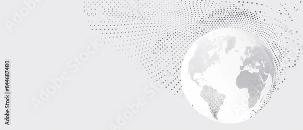 Obraz  Light gray backdrop with a straightforward globe design and data points, emphasizing global information and connectivity