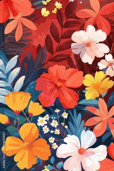 Fototapeta A Symphony of Colors in a Lush Tropical Garden