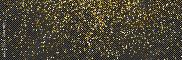 Fototapeta Gold glittering dust with stars on transparent backdrop