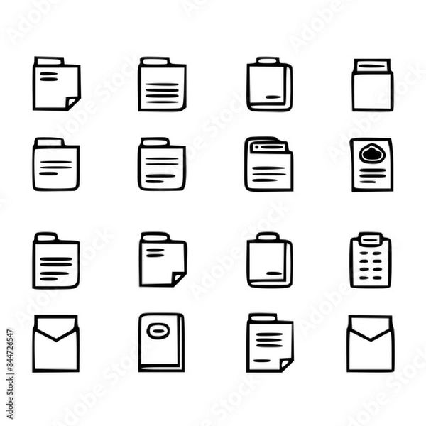 Fototapeta document icon, business icon, symbol icon, archive icon, contract icon, file icon, office icon, computer icon, message icon, web icon, folder icon, graphic icon, portfolio icon, magnifying glass icon,