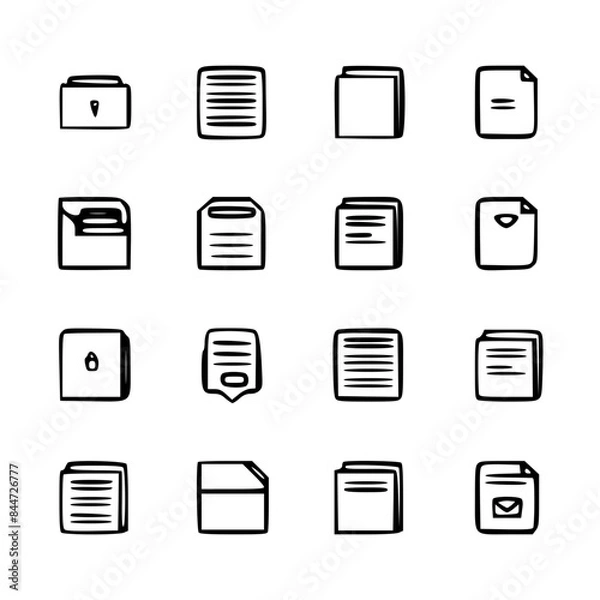 Obraz document icon, business icon, symbol icon, archive icon, contract icon, file icon, office icon, computer icon, message icon, web icon, folder icon, graphic icon, portfolio icon, magnifying glass icon,