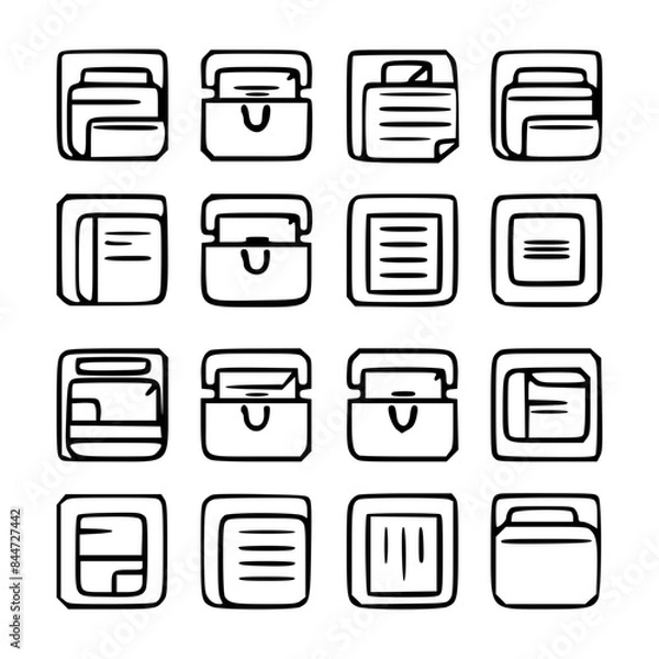 Obraz document icon, business icon, symbol icon, archive icon, contract icon, file icon, office icon, computer icon, message icon, web icon, folder icon, graphic icon, portfolio icon, magnifying glass icon,