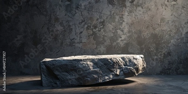 Fototapeta Stone Podium with Dramatic Shadows and Textured Background
