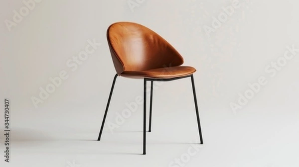 Obraz Minimalist dining or kitchen chair with moulded seat on metal frame side view