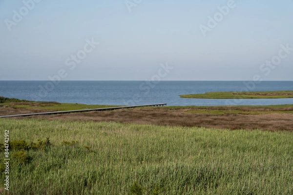 Fototapeta Private jetty providing access to Pimlico Sound on Outer Banks