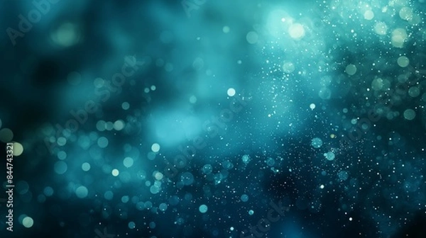 Obraz Abstract Background with Dark Blue and Teal Colors, Floating Particles, and Subtle Green Accents. No Text for Easy Removal in Video Content.