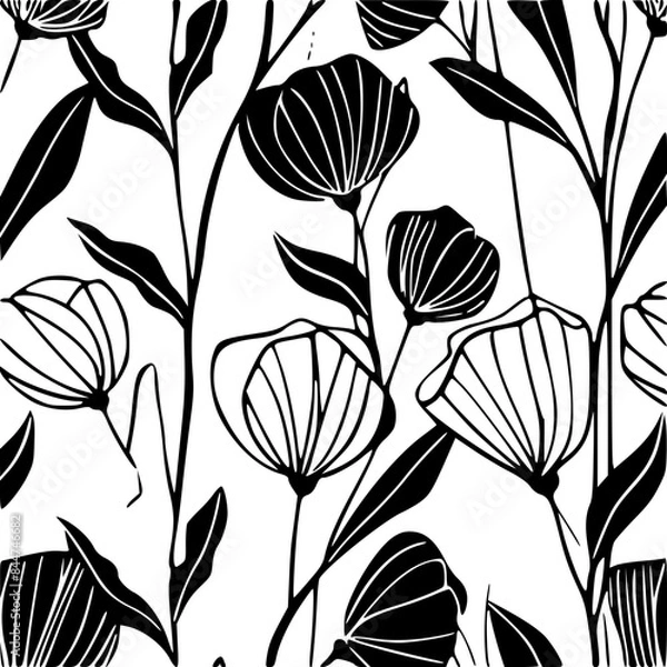Fototapeta Summer floral seamless pattern, Garden Floral seamless pattern, Seamless Repeat Pattern, Boho floral seamless, flower paper, digital paper pack, digital backgrounds, digital scrapbook, floral pattern,