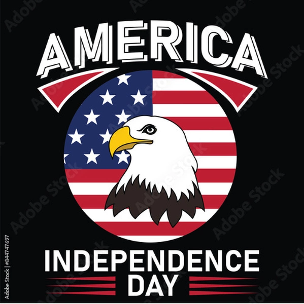 Fototapeta 4th July Independence day US an eagle is shown with an american flag in the middle