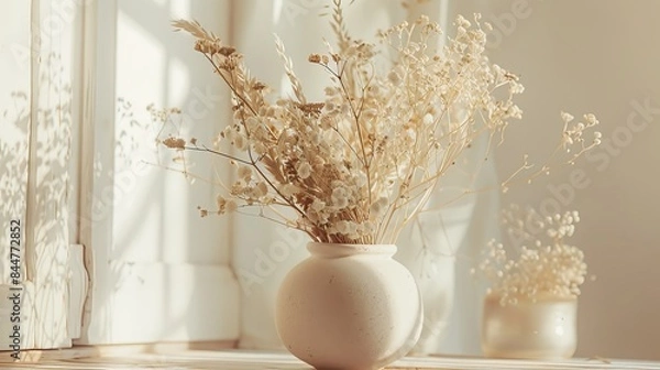 Fototapeta Dry plants in boho vase image