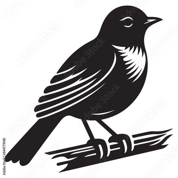 Obraz American Robin Bird vector art illustration