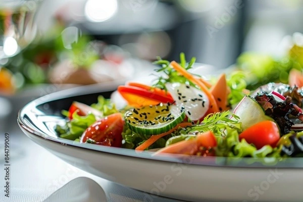 Fototapeta Nutritious Balanced Meal for Hormonal Health in a Bright Inviting Kitchen Setting