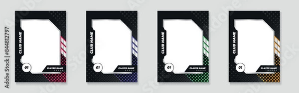 Fototapeta Trading card template design for sports, picture frame for player performance, photo frame or border collection for hockey, basketball and football player, sports flyer design, template eps 10.