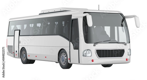 Obraz White coach bus. 3D rendering isolated on transparent background