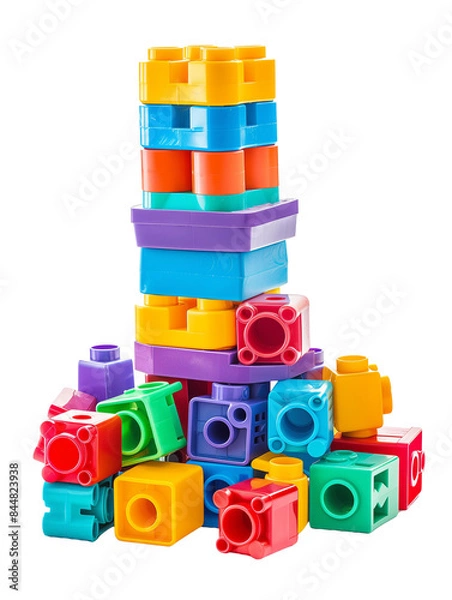 Obraz Colorful Plastic Building Blocks Stack