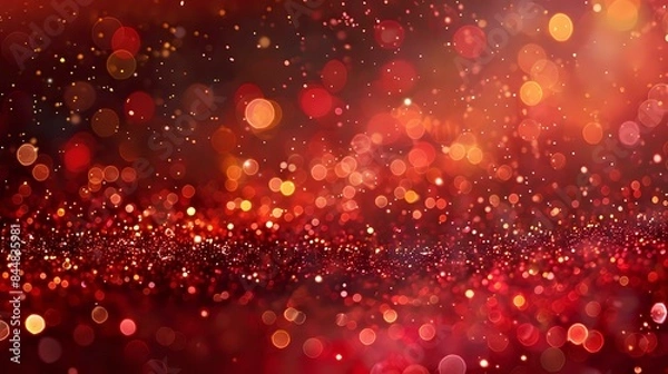 Fototapeta red gold glitter bokeh texture background, bright and red sparkle glitter pattern background