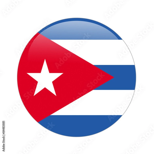 Fototapeta Cuba flag button on white