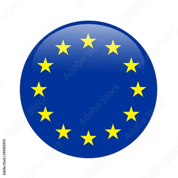 Obraz European Union flag button on white