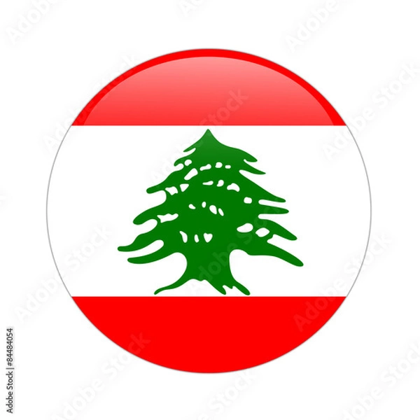 Obraz Lebanon flag button on white