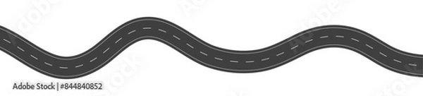 Fototapeta Wavy road with winding curves and horizontal path. Top view of race track and highway. Flat vector illustration isolated on white background.