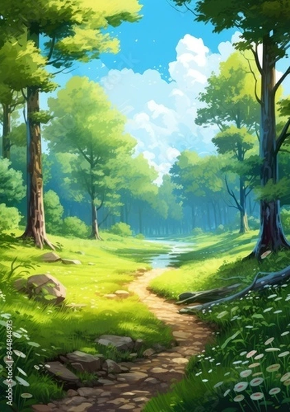 Fototapeta Winding path through a summer forest