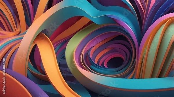 Fototapeta Modern geometric colorful design with seamless waves texture in 4k