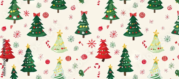 Obraz Festive Christmas tree pattern background