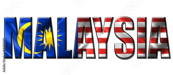 Obraz Text concept with Malaysia waving flag