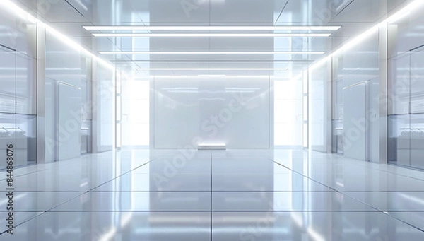 Obraz A futuristic interior design of a modern technology studio, futuristic laboratory background, An abstract scene concept, white concept room